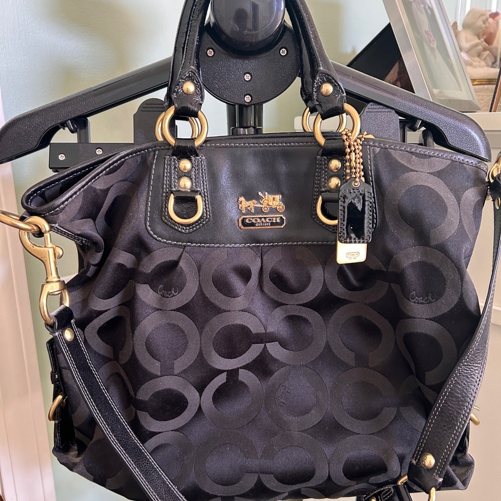 Coach Black Julianne Madison Op Art Satchel - EUC - Picture 2 of 14